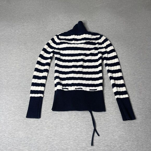 H&M L.O.G.G Women's Vintage Y2K Cable Knit Striped Button-Front Cardigan Sweater - Picture 2 of 8